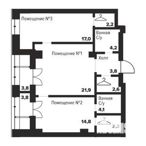 2-к квартира, строящийся дом, 74м2, 16/29 этаж