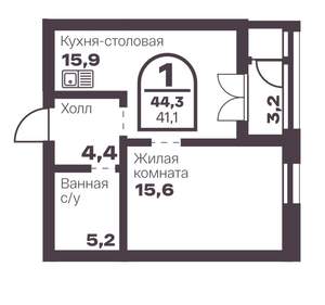 1-к квартира, вторичка, 41м2, 1/8 этаж