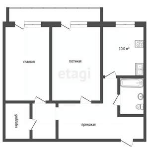 2-к квартира, вторичка, 58м2, 4/6 этаж