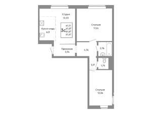 3-к квартира, строящийся дом, 62м2, 1/10 этаж