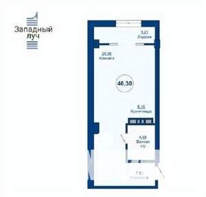 1-к квартира, вторичка, 46м2, 7/24 этаж