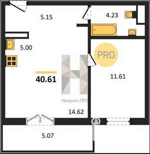 2-к квартира, вторичка, 41м2, 8/10 этаж