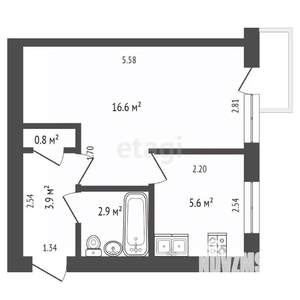 1-к квартира, вторичка, 30м2, 4/5 этаж