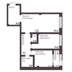 2-к квартира, вторичка, 71м2, 4/17 этаж