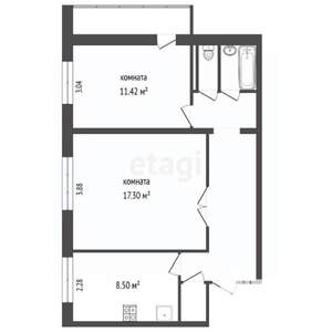 2-к квартира, вторичка, 53м2, 10/10 этаж