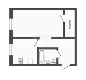 1-к квартира, вторичка, 33м2, 1/4 этаж
