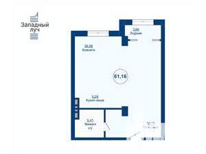 1-к квартира, вторичка, 61м2, 7/24 этаж