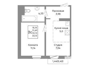2-к квартира, вторичка, 32м2, 5/10 этаж