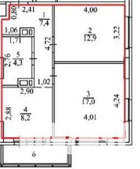 2-к квартира, вторичка, 50м2, 21/25 этаж