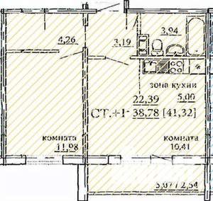 2-к квартира, строящийся дом, 41м2, 2/10 этаж