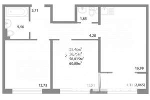 2-к квартира, вторичка, 59м2, 17/17 этаж