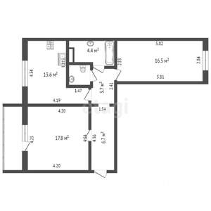 2-к квартира, вторичка, 65м2, 9/10 этаж
