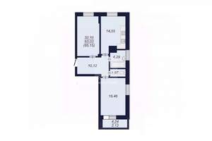 2-к квартира, вторичка, 65м2, 7/14 этаж
