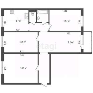 4-к квартира, вторичка, 81м2, 4/10 этаж