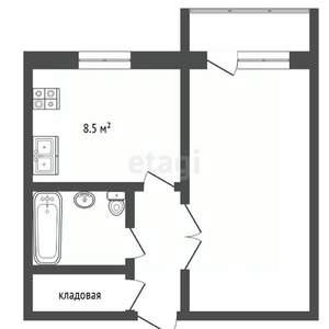 1-к квартира, вторичка, 34м2, 1/5 этаж