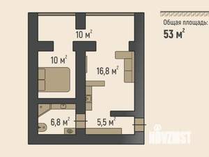 1-к квартира, вторичка, 53м2, 9/15 этаж