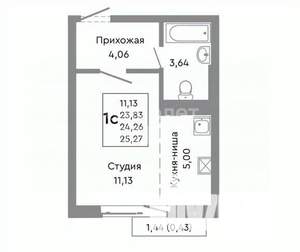 Студия квартира, вторичка, 24м2, 4/10 этаж