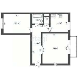 2-к квартира, вторичка, 54м2, 5/5 этаж