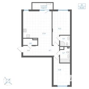 2-к квартира, вторичка, 81м2, 5/9 этаж