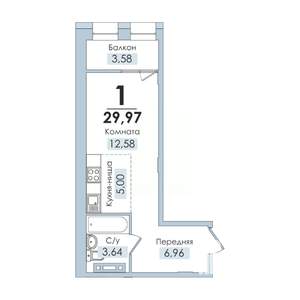 1-к квартира, вторичка, 30м2, 3/10 этаж