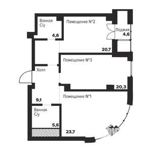 2-к квартира, строящийся дом, 84м2, 13/29 этаж