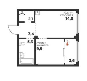 1-к квартира, вторичка, 35м2, 23/23 этаж