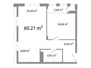 1-к квартира, строящийся дом, 60м2, 5/11 этаж