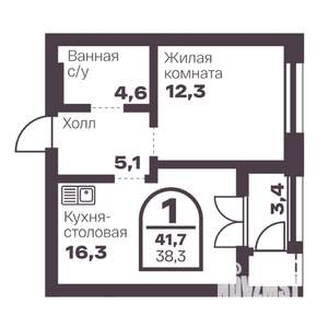 1-к квартира, вторичка, 38м2, 7/24 этаж