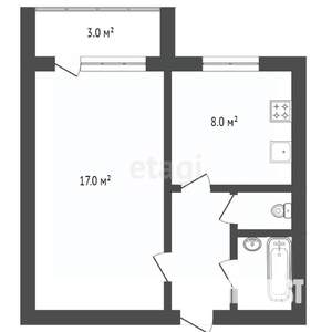 1-к квартира, вторичка, 34м2, 2/10 этаж