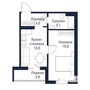 1-к квартира, вторичка, 36м2, 8/10 этаж