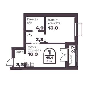 1-к квартира, вторичка, 43м2, 10/24 этаж