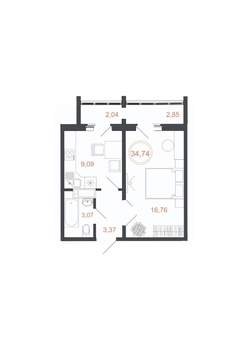 1-к квартира, вторичка, 35м2, 16/16 этаж