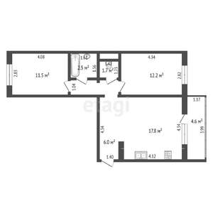2-к квартира, вторичка, 56м2, 7/10 этаж