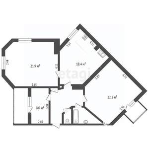 3-к квартира, вторичка, 86м2, 5/8 этаж