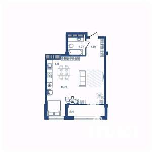 1-к квартира, вторичка, 47м2, 6/23 этаж