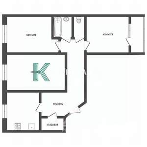 3-к квартира, вторичка, 66м2, 9/10 этаж