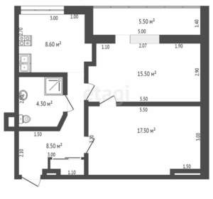 2-к квартира, вторичка, 50м2, 9/14 этаж