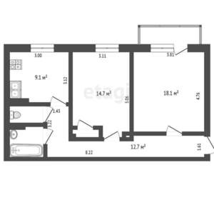 2-к квартира, вторичка, 60м2, 2/5 этаж