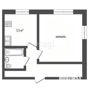1-к квартира, вторичка, 31м2, 5/5 этаж