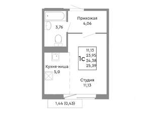 Студия квартира, строящийся дом, 24м2, 8/10 этаж