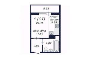 Студия квартира, вторичка, 24м2, 9/18 этаж