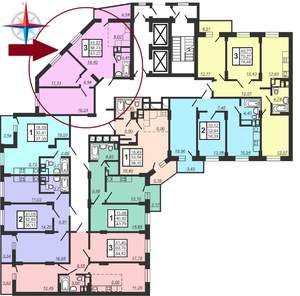 2-к квартира, вторичка, 57м2, 18/22 этаж