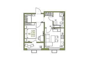 1-к квартира, строящийся дом, 40м2, 3/16 этаж