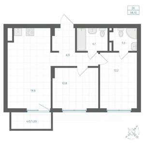 2-к квартира, вторичка, 58м2, 7/18 этаж