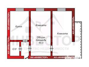 2-к квартира, вторичка, 49м2, 8/9 этаж
