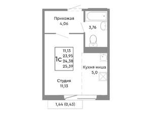 Студия квартира, вторичка, 24м2, 6/10 этаж
