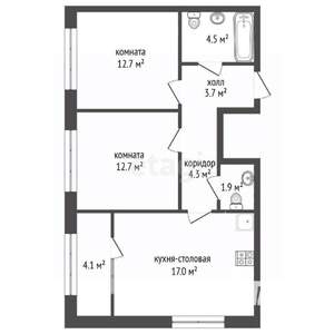 2-к квартира, вторичка, 57м2, 14/17 этаж