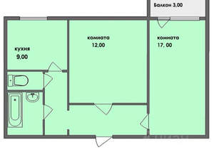 2-к квартира, вторичка, 50м2, 2/9 этаж