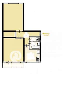 2-к квартира, вторичка, 53м2, 8/9 этаж