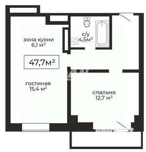 1-к квартира, вторичка, 48м2, 5/17 этаж
